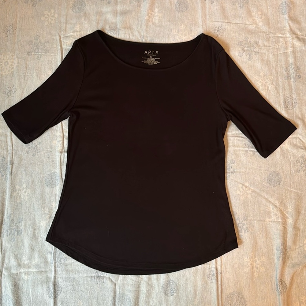 Women’s black apt 9 essentials 3/4 sleeve tee size s
